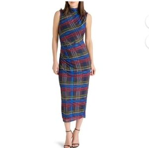 Plaid Sleeveless Midi Dress